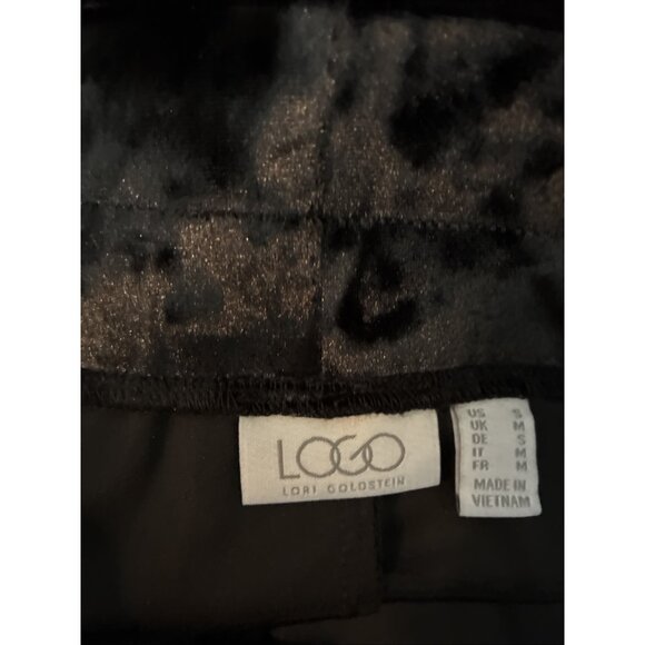 LOGO Lori Goldstein Womens S Black Velvet Leggings Stretch Pull On Pants - Picture 5 of 6